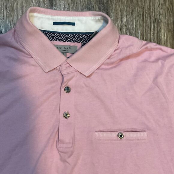Ted Baker London Men's Solid Short Sleeve Polo Shirt Pink Size 6 - Picture 2 of 8